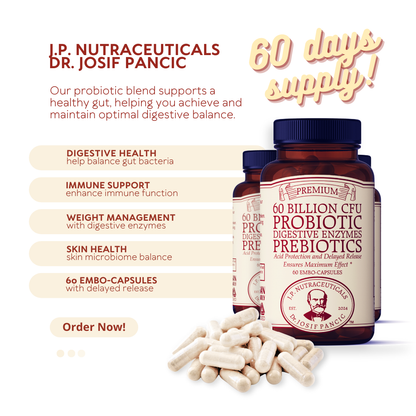 Probiotic and Prebiotic Supplement, 60 Billion CFU, Digestive Enzymes, Acid Protection, Delayed Release, 60 Capsules, 60 Day Supply